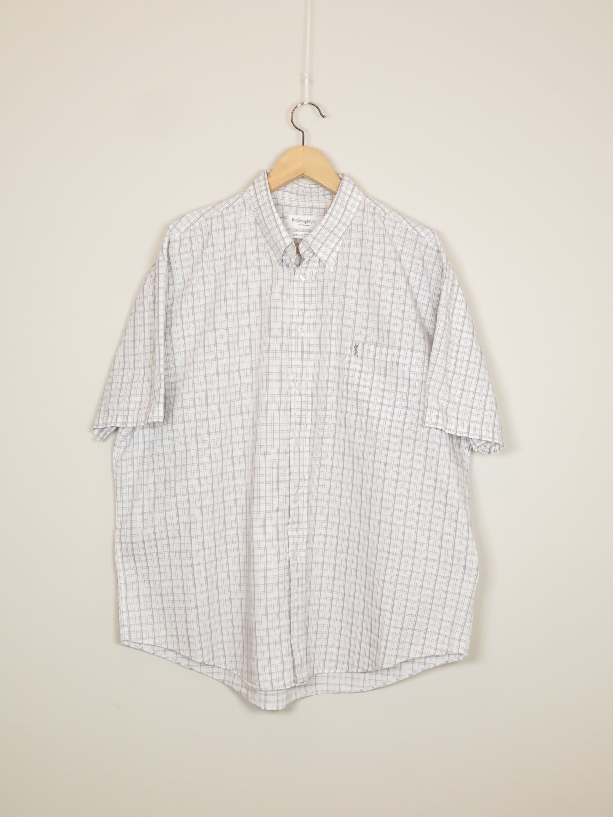 YSL Rutete Kortermet Skjorte - XL