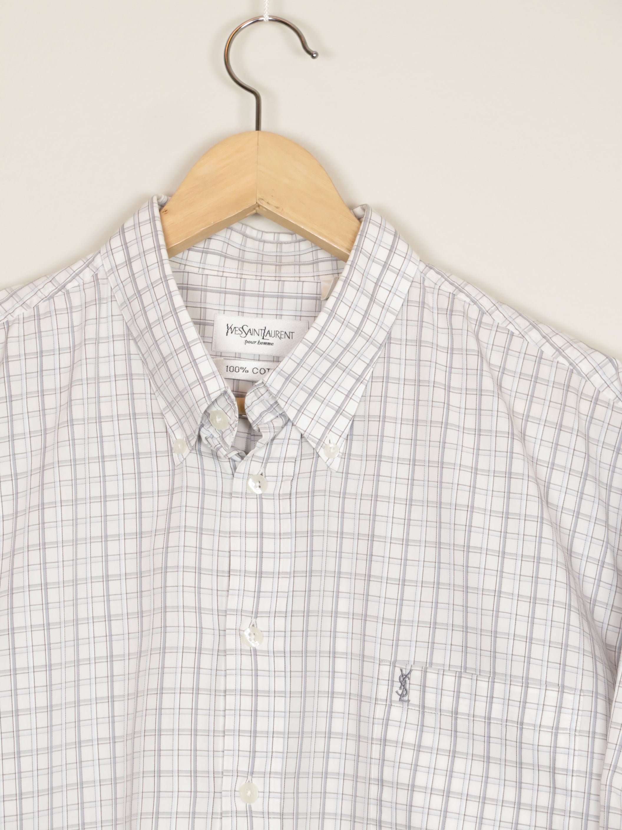 YSL Rutete Kortermet Skjorte - XL