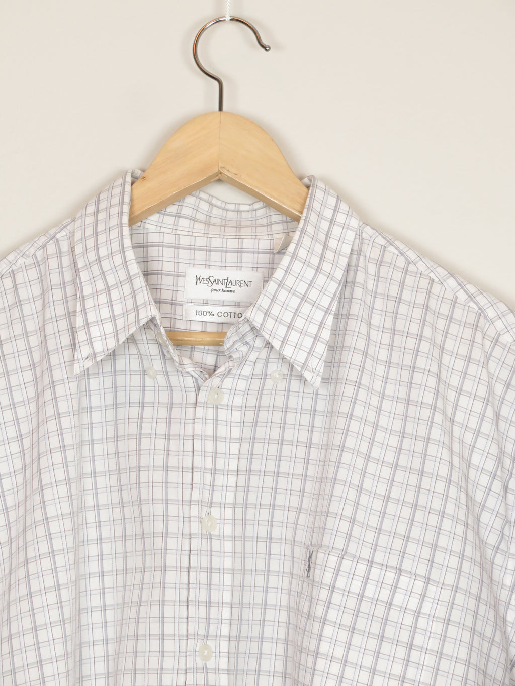 YSL Rutete Kortermet Skjorte - XL