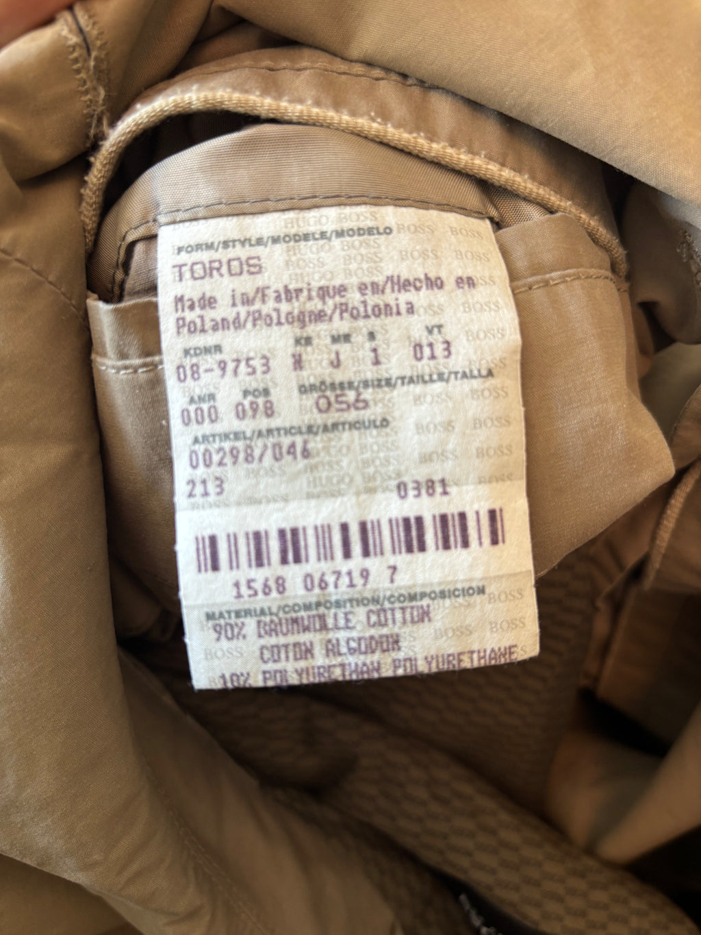 Hugo Boss Frakk/Trenchcoat Beige - XL